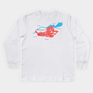 somerville, mass map Kids Long Sleeve T-Shirt